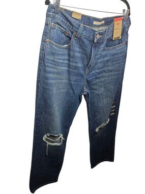 NWT Levis Women's Low Pro Straight Leg Mid-Rise Distressed Jeans Sz 31